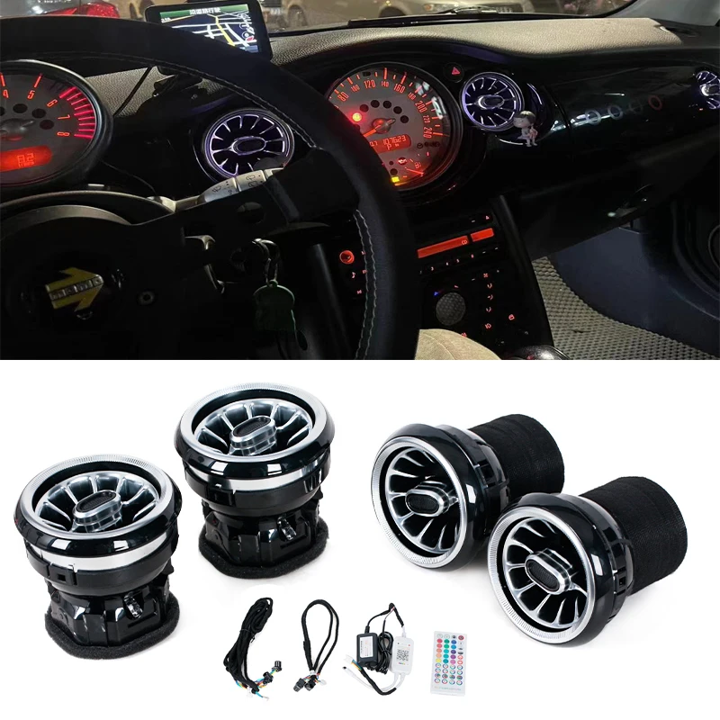 For BMW MINI R50 LED Front Dashboard AC Air Condition Vent Outlet Turbo Interior Trim Modification Car Accessories