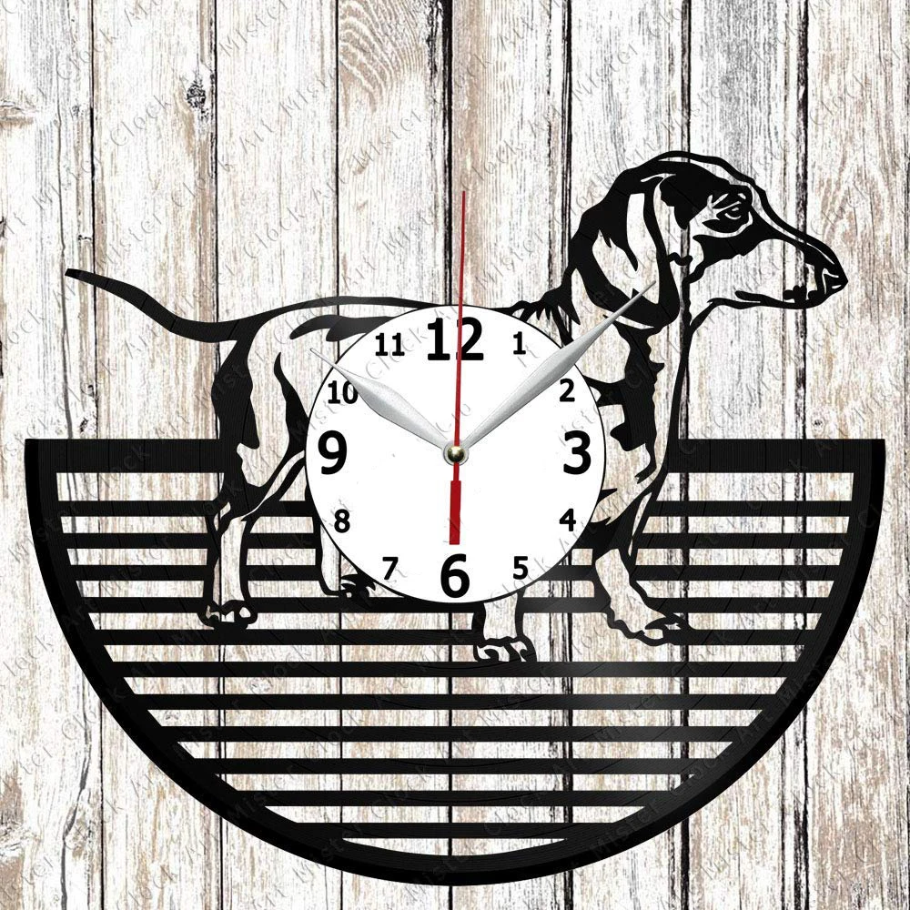 

Dachshund Vinyl Record Wall Clock Home Art Decor Unique Design Handmade Original Gift Vinyl Clock Black Exclusive Clock Fan Art