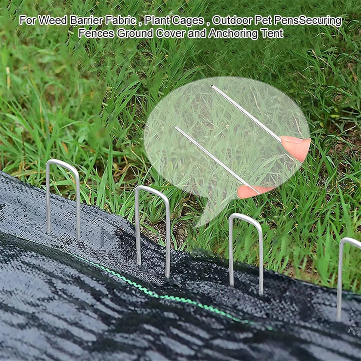 200Pcs Gardening Planting Fixed Ground Spikes U Shaped Landscape Ground Pin Garden Stakes Securing Pegs