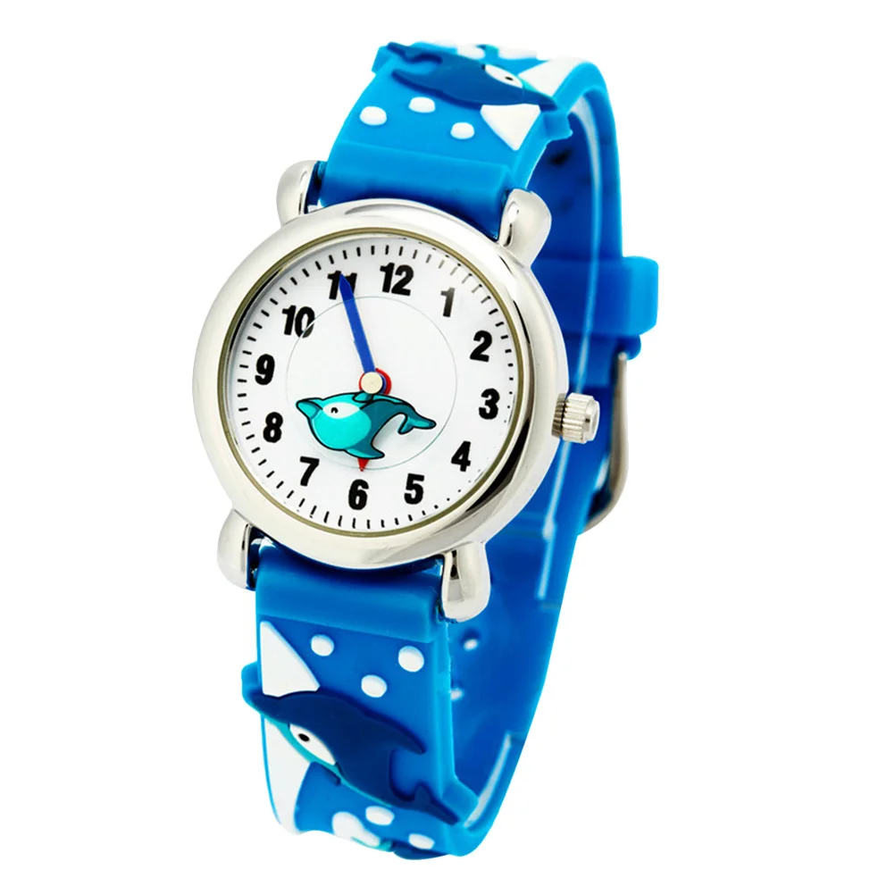 Dolphin Pattern Cartoon Children Student Gift Waterproof Time Learning Watch For Child Dolphin Pattern Watch Girls Boys