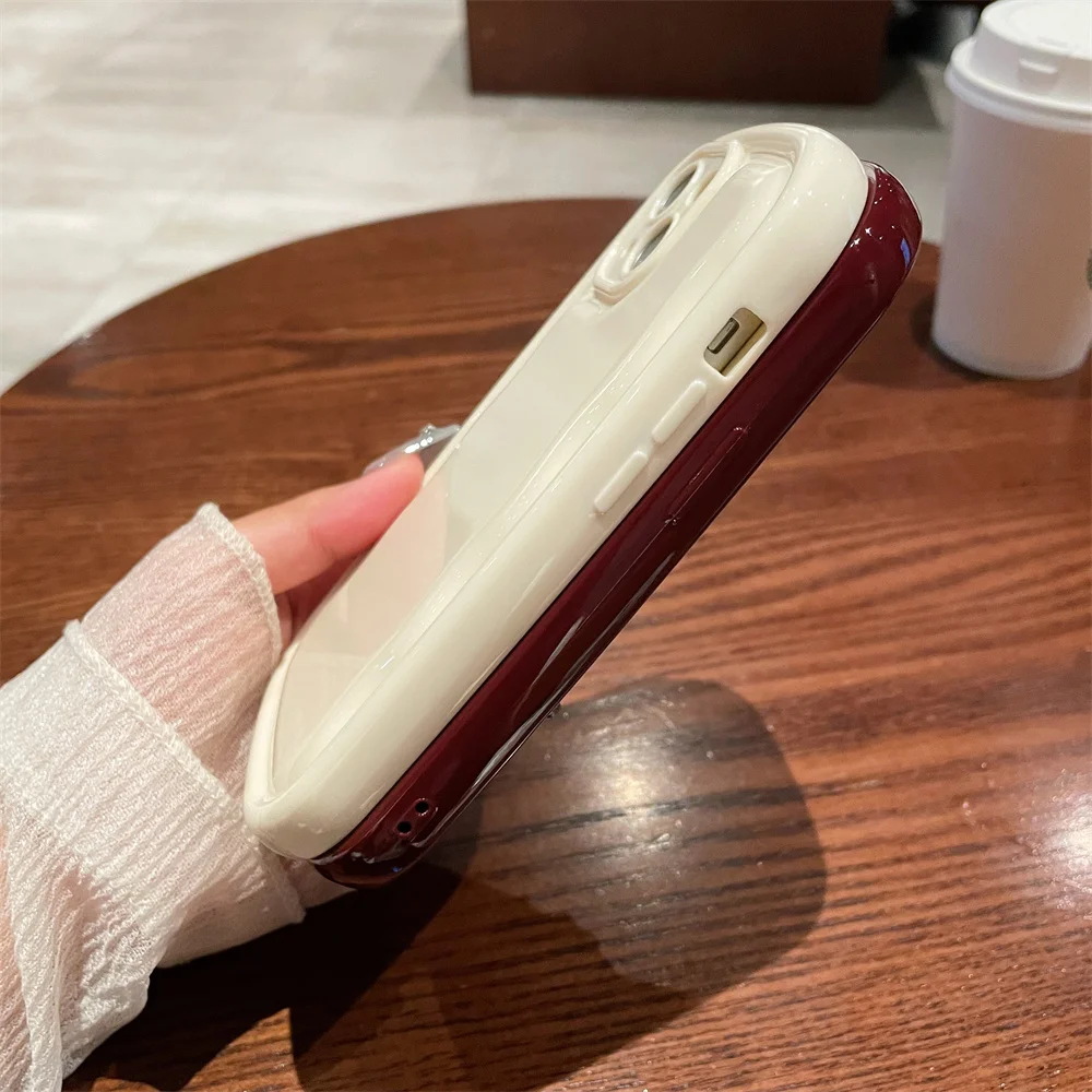 Cute Candy Color Wave Oval Phone Case For iPhone 16 15 14 13 12 11 Pro Max 16 Plus Glossy Air Cushion Bumper Protection Cover image 4