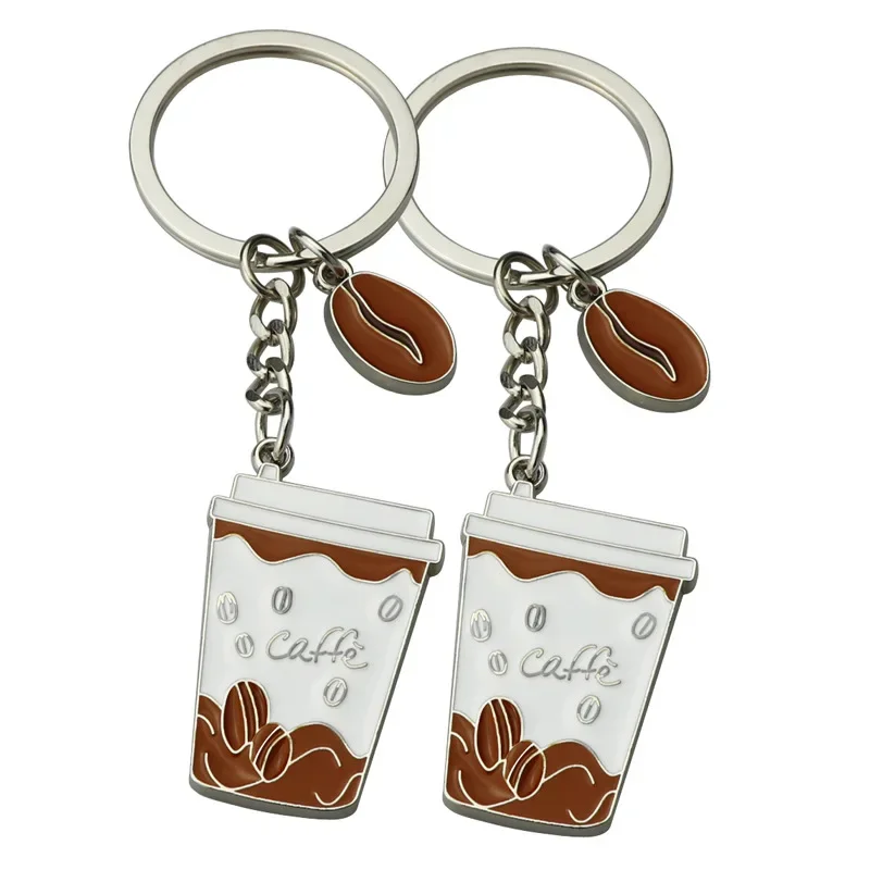 Coffee Bean Coffee Cup Barista Key Chain Ring Women Jewelry Accessories Pendant Gift