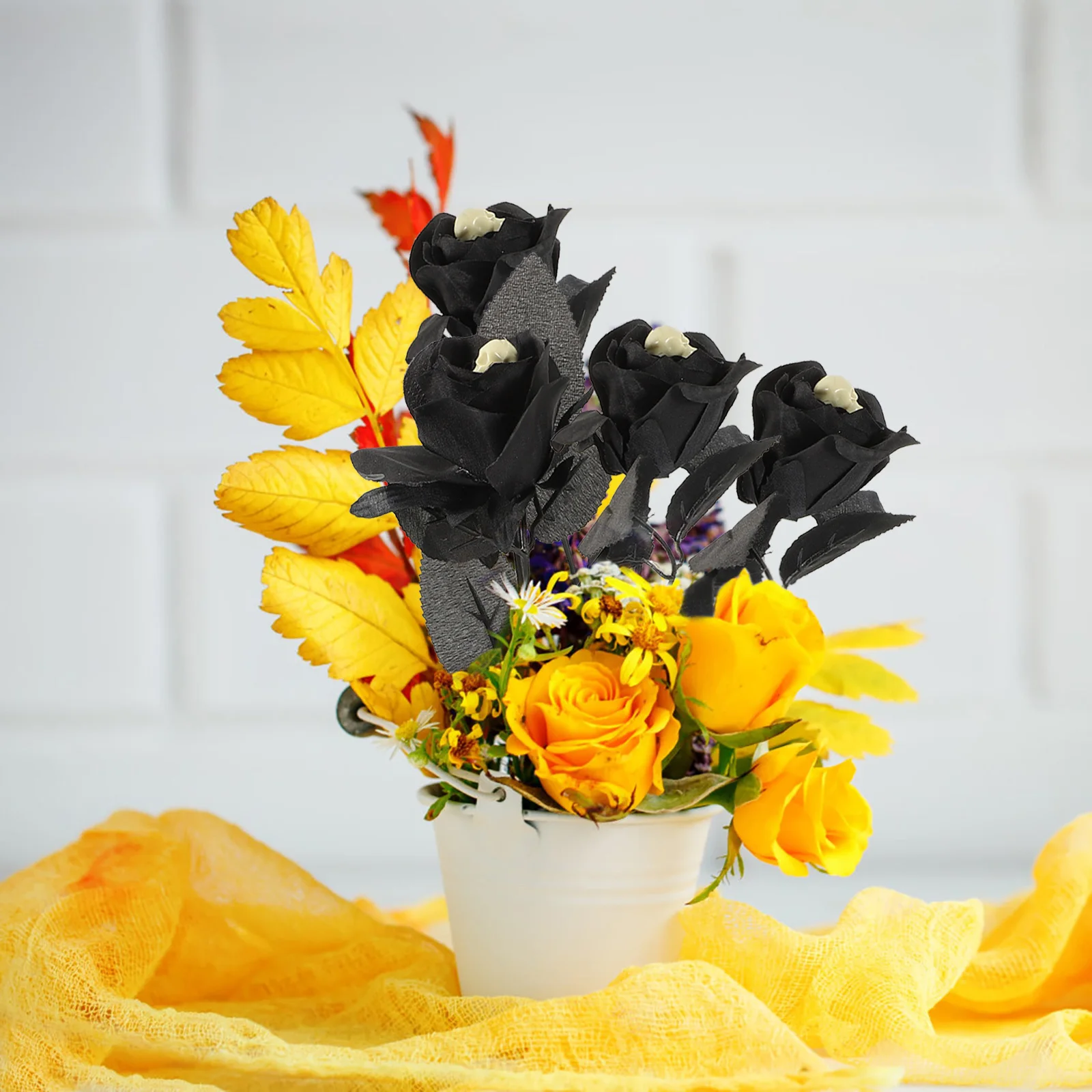 

10Pcs Halloween Skull Rose Fake Artificial Roses Decoration Party Haunted House Creepy Flower Halloween Artificial Rose