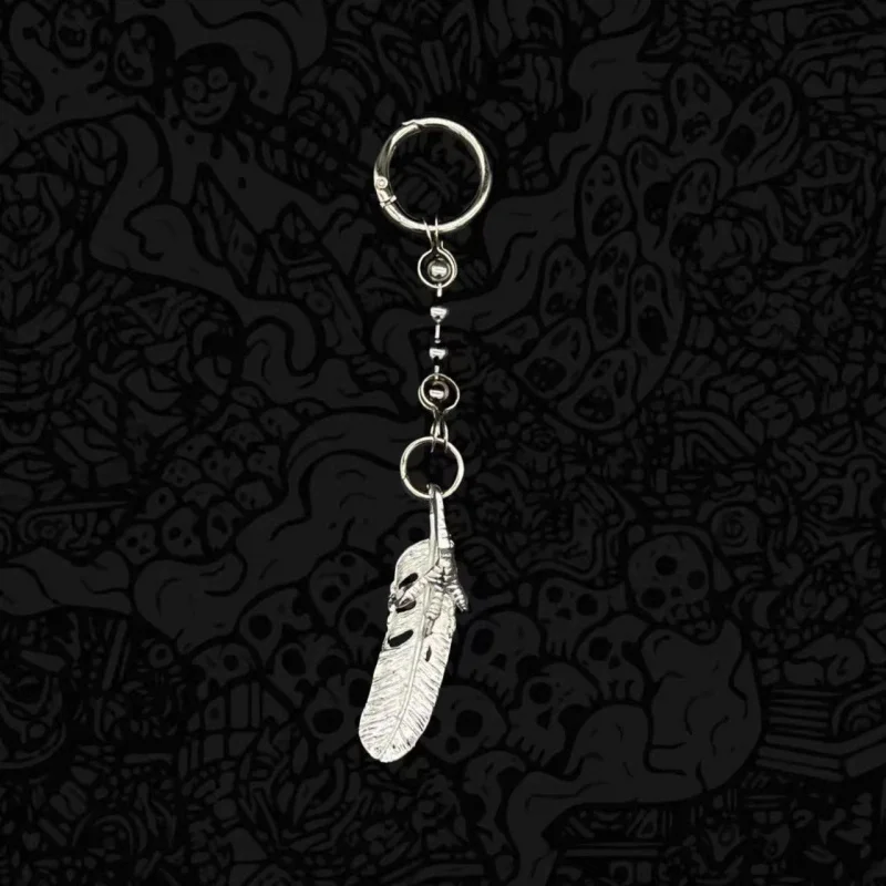 New Metal Jeans Keychain Retro Hip-Hop Fashion Unisex Feather Blade Decoration Pendant Accessory