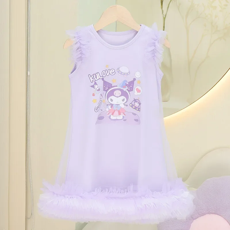 Kuromi My Melody аниме Kawaii Sanrio с коротким рукавом толстовка одежда милый мультфильм Cinnamoroll летняя сетчатая юбка подарки для девочек