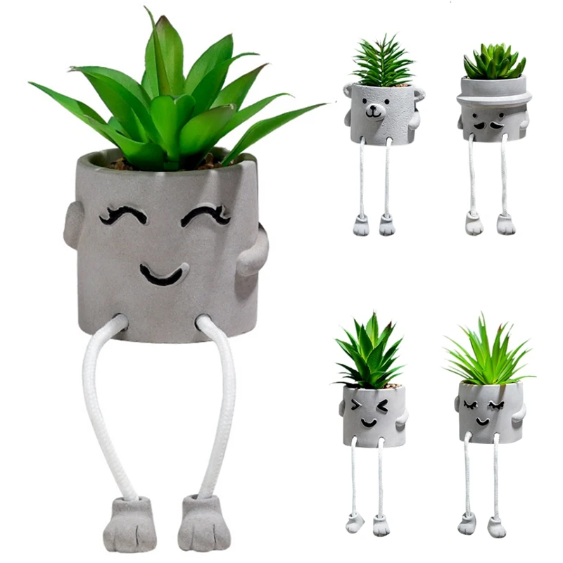 

Simulation Of Succulent Small Potted Plants Creative Desktop Hanging Feet Dolls Green Plants Decorative Ornaments