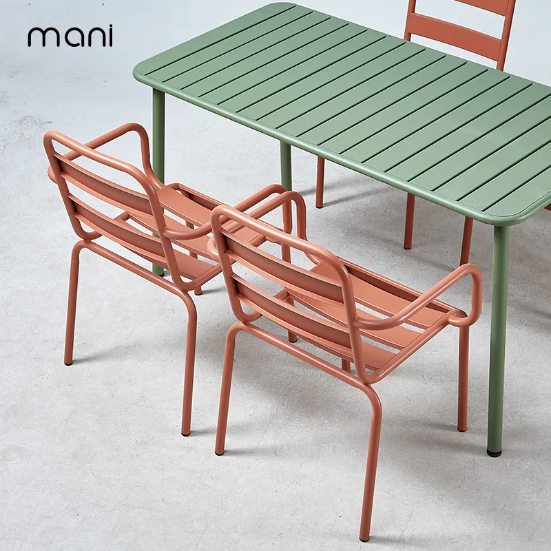 

Modern Outdoor Iron Dining Set - 5-Piece Table and 4 Chairs for Café, Milk Tea Shop & Patio Use Patio Furniture Outdoor Chair