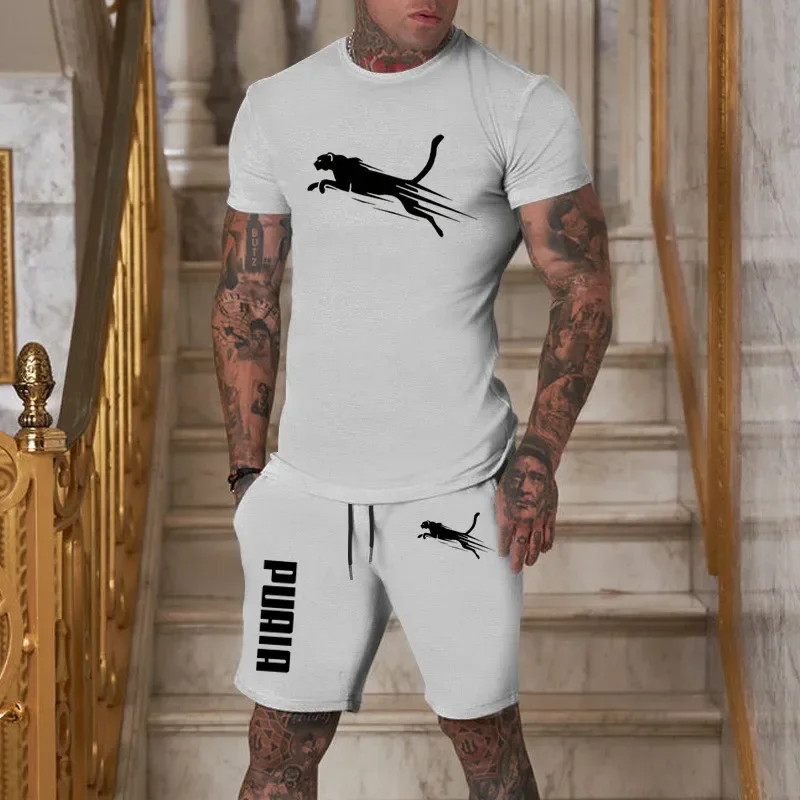 

2025 модный и повседневный летний спортивный костюм на открытом воздухе, мужская дышащая футболка, шорты, повседневный и модный комплект из двух предметов