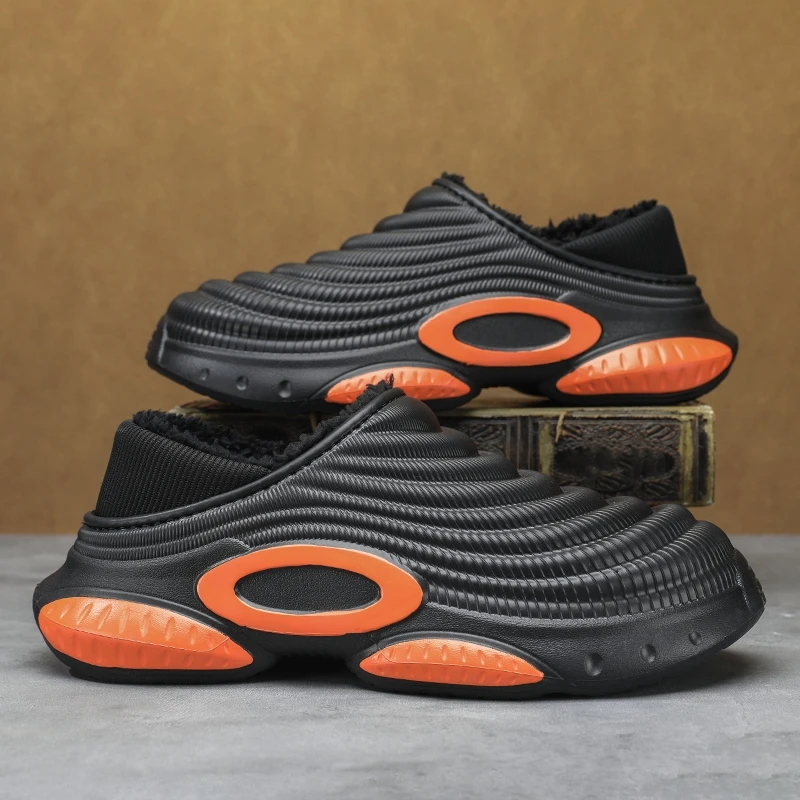 

Winter Men Women Cotton Slippers Outdoor Indoor Plush Flats Fashion Male Non-slip Bedroom Cotton Slippes Couple House Warm Shoes