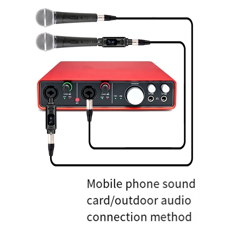 Rechargeable Dynamic Microphone Preamplifier LCD Screen 12DB-39DB Built-In Rechargeable Amplifier For SM58