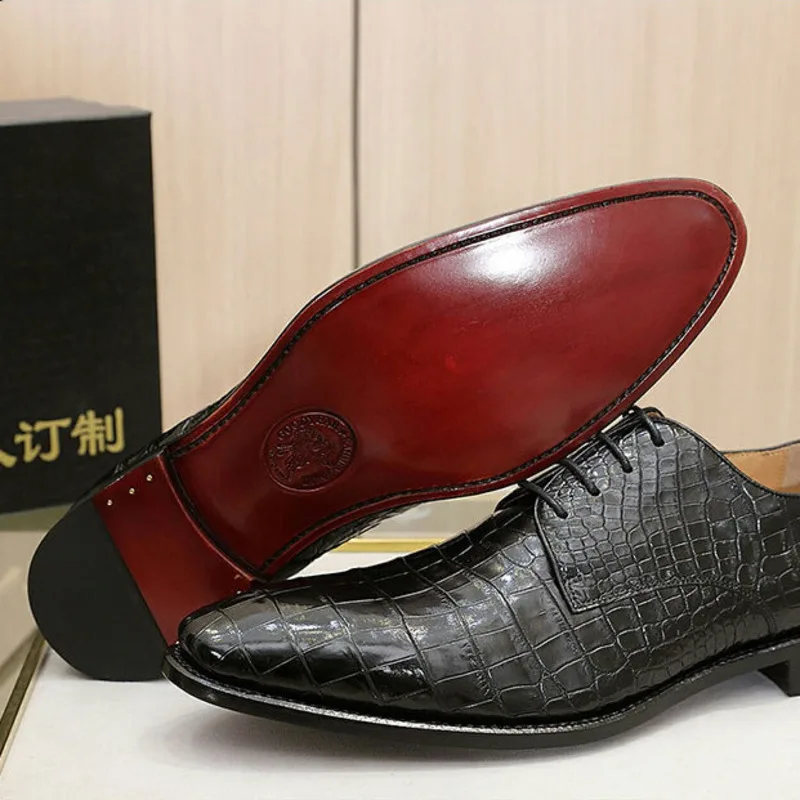 Italian Soles Handmade Men Flats Shoes Belly Codile Leather Leather Shoes With Cowhide Lining For Comfort Breathability  Loafers