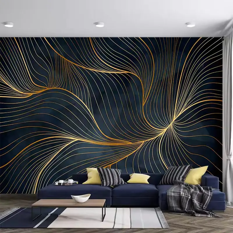 Vintage abstract gold line custom 3D mural wallpaper self-adhesive bedroom living room sofa TV background wall restaurant 3d