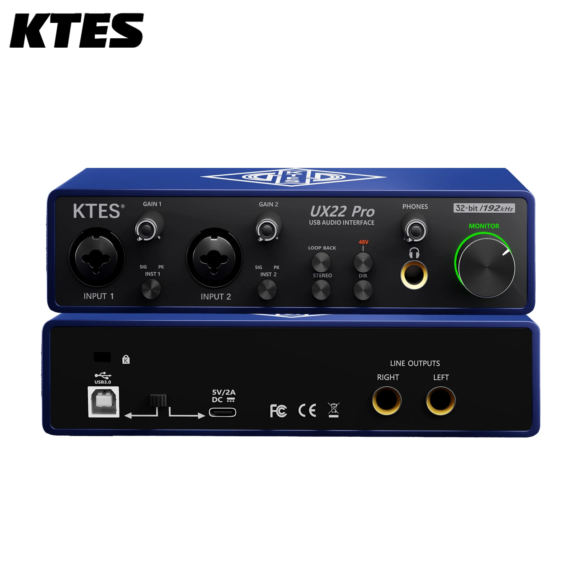 Music Audio Facebook - UX22 Pro Audio-Interface 192kHz 32-Bit USB-Soundkarte