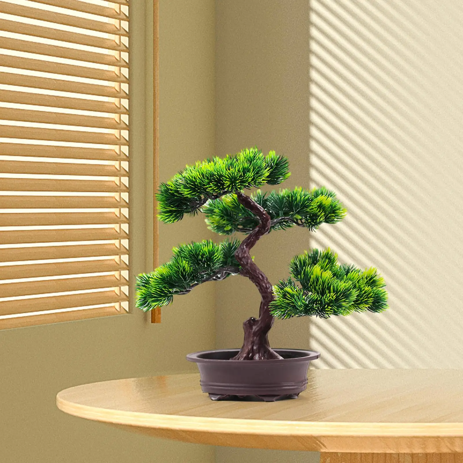 Artificial Bonsai Tree Welcoming Pine Potted Simulation Bonsai For Bedroom Farmhouse Home Green Plant Display Decoration