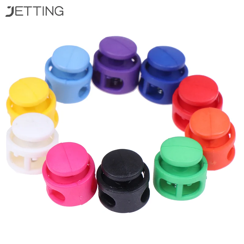 10pcs Assorted Colors Cord Lock Stopper Buckles Clamp Toggle Clip Shoelace Kids Toys Craft Bag Sewing Accessories