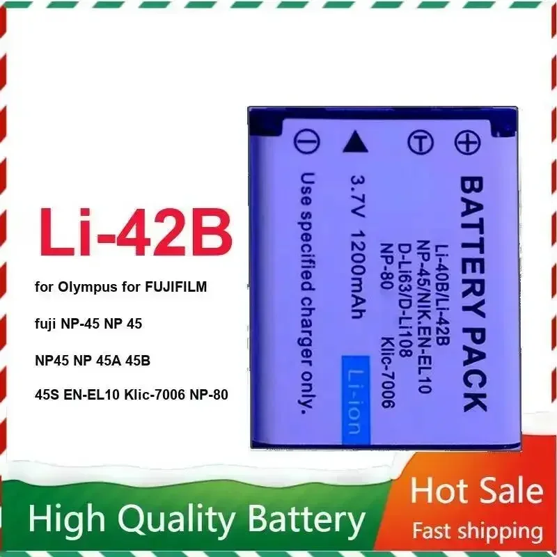 Camera Battery LI-42B 1200mAh For Olympus For Fujifilm Fuji NP-45 NP 45 NP45 NP 45A 45B 45S EN-EL10 Klic-7006 NP-80