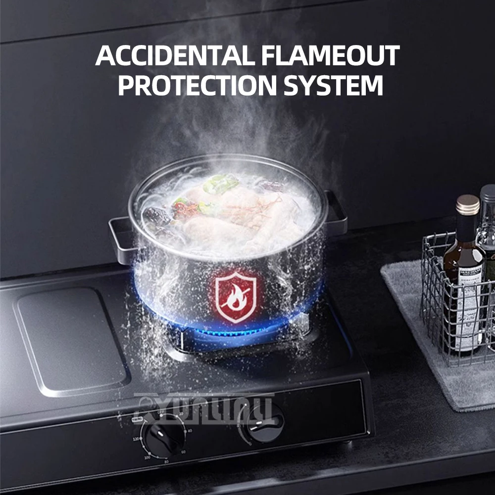 

Desktop Gas Stove Kitchen Double Cooktop Household Stainless Steel Cooking Burner Encimeras De Cocina Gas