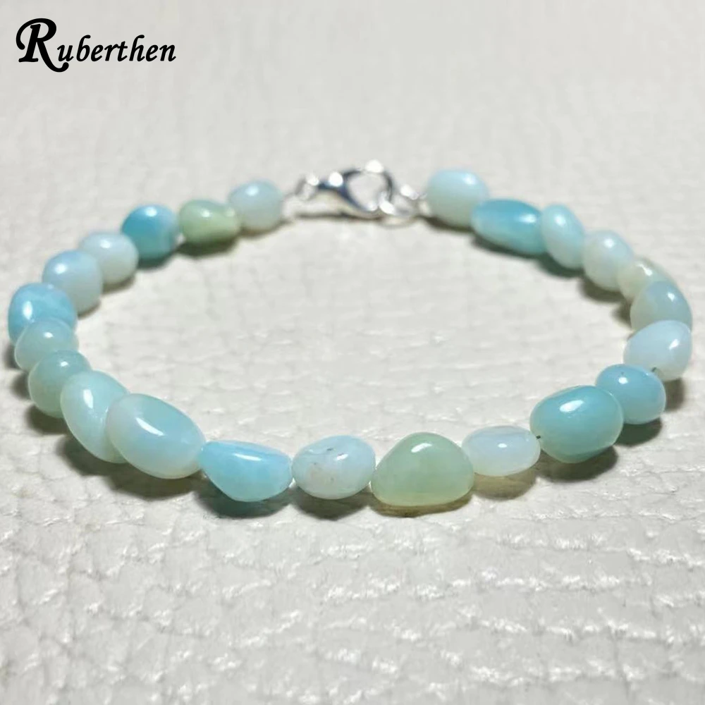 Ruberthen New Design African Turquoise Amazonite Hawk Eye Ocean Jasper Tumbled Beads Anklet Mini Gemstone Energy Jewelry