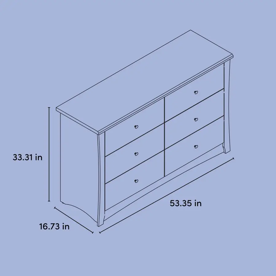 Crescent 6Drawer Dresser White u2013 GREENGUARD 골드 인증, 침실용 흰색 서랍장, 어린이 보육용 수납함, 안전 I
