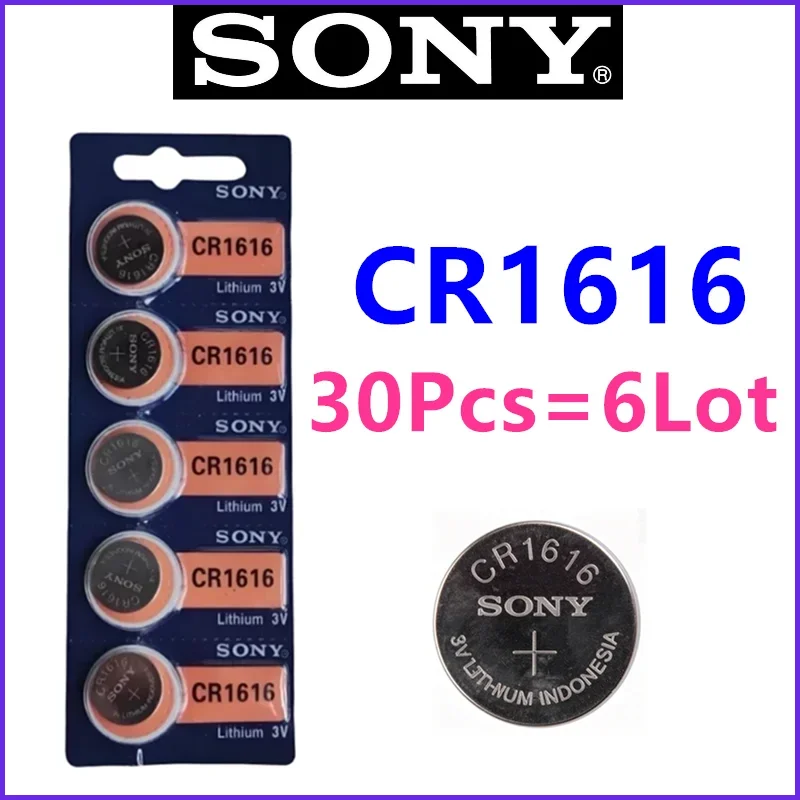 30Pcs Original For Sony CR1616 3V Lithium Battery Watch Toy Calculator Car Key Remote Control Button Coin Cells