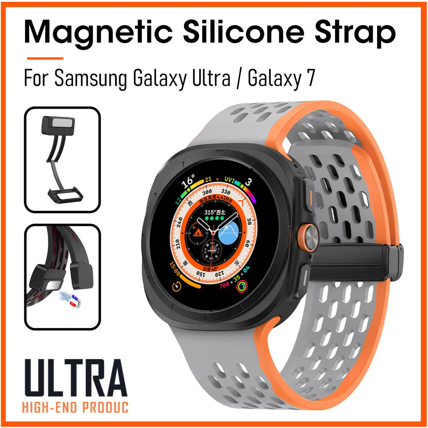 

Magnetic Buckle Silicone Strap for Samsung Galaxy Watch 8 Ultra Watchband Breathable Band for Galaxy 7 44mm 40mm FE 6 5 Pro 4