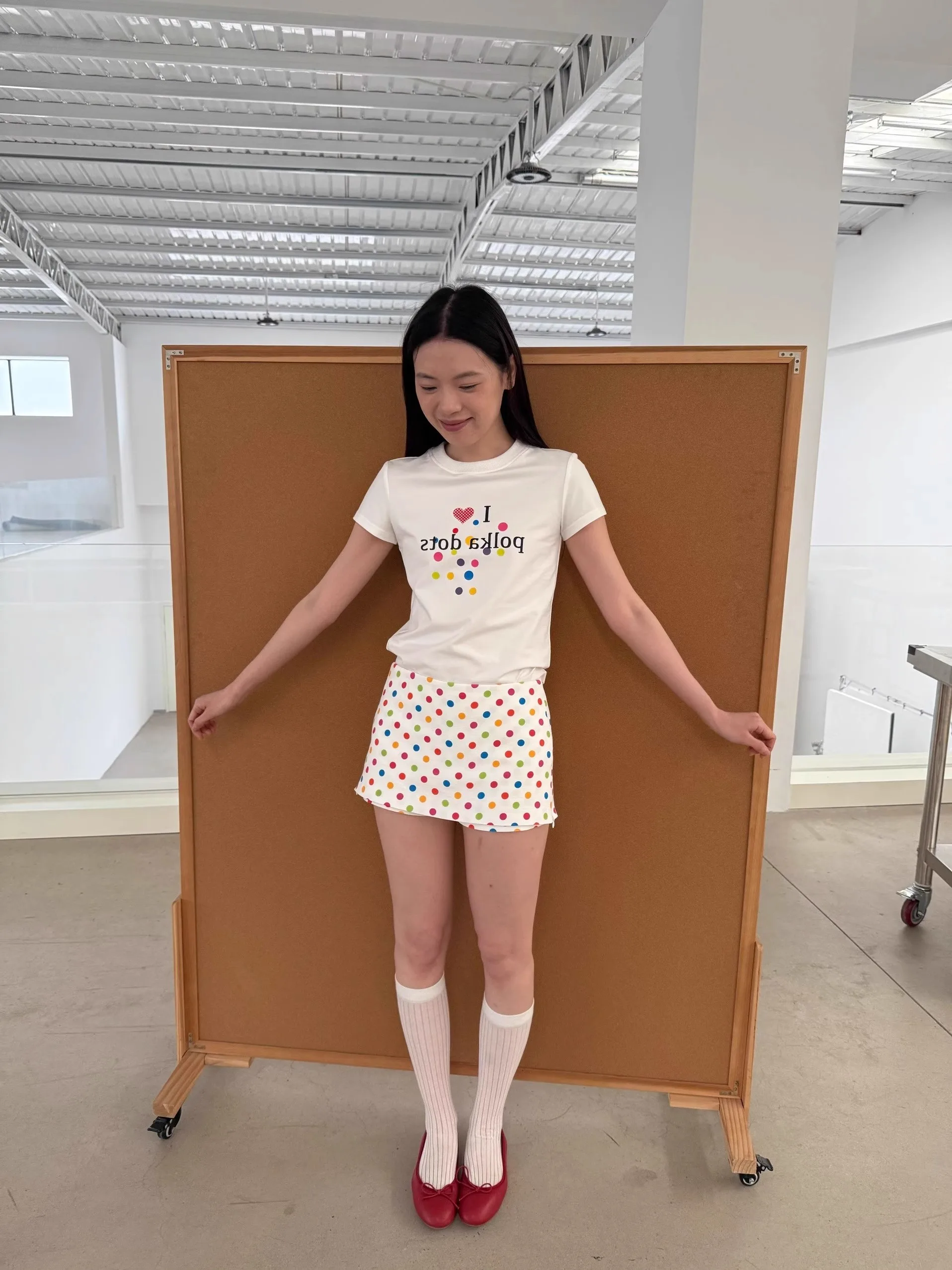 

Белая юбка-шорты в горошек с высокой талией, женская летняя, прочная, короткая, в деловом стиле