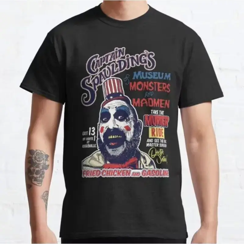 تي شيرت نسائي من فيلم الرعب Captain Spaulding loween تي شيرت نسائي Cleanfit Sle على شكل حرف a Sve مادة الكتان مواد أخرى 00% #2