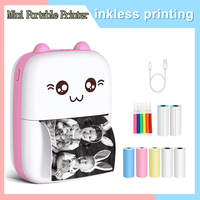 Mini 58mm Portable Thermal Printer Cat Shapes Wireless Photo Label Memo Wrong Question Printing With USB Cable Portable Printer