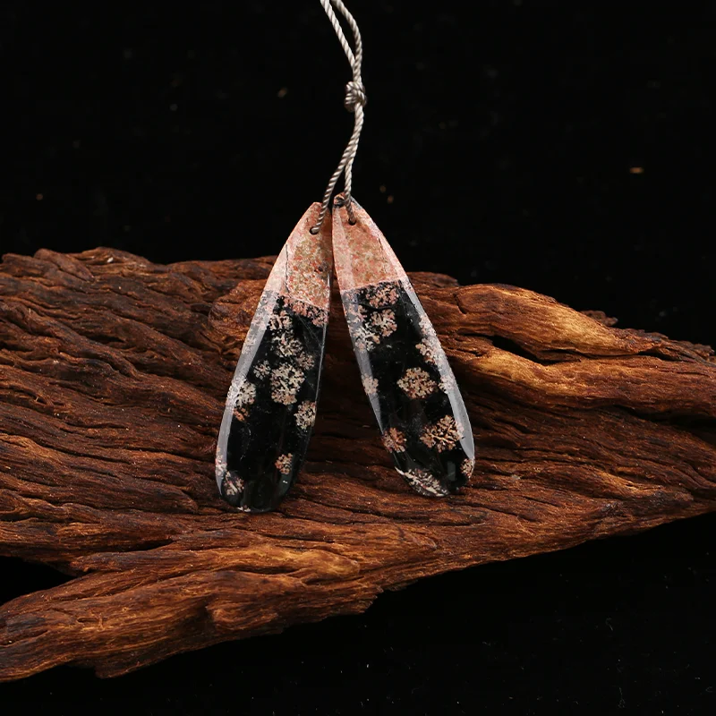 B&F Snow Flake Obsidian Earring Beads for Jewelry Making, Handmade Natural stones beads, Stones for jewelry Making Supplies