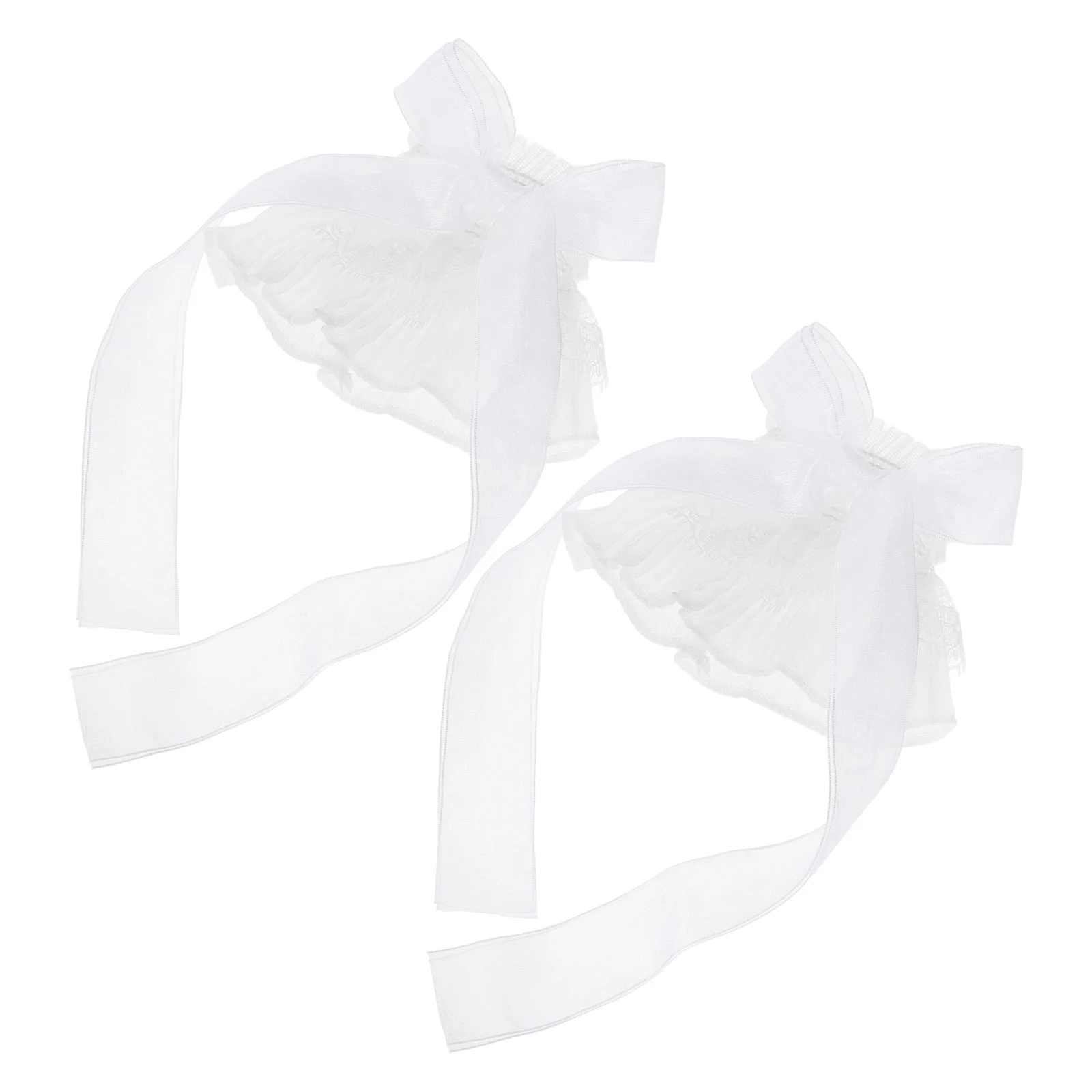 1 paar Verstoorde Kant Pols Manchetten Witte Chiffon Handmouwen Vingerloze Handschoenen Strik Lolita Jurk Accessoires Voor Bruiloft