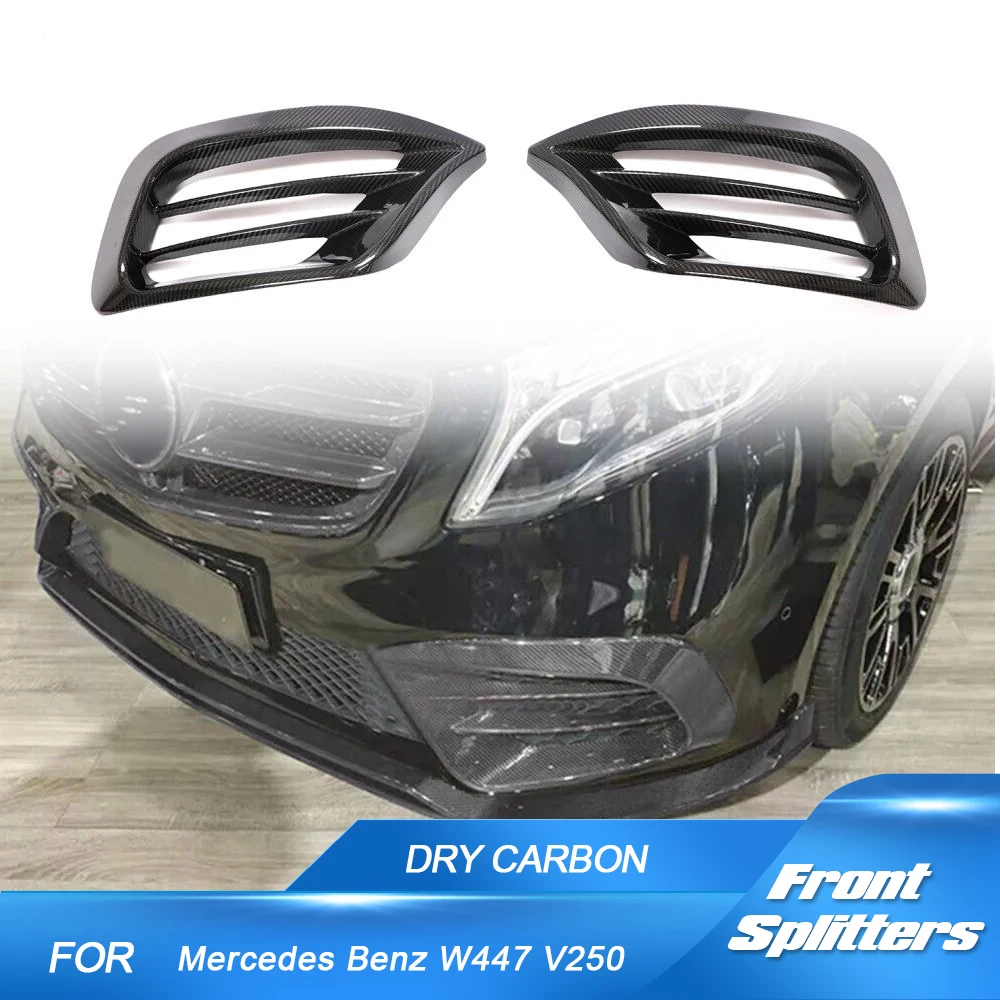 For Mercedes Benz V Class W447 V250 4-Door 2020-2021 Car Front Splitter DRY Carbon Fiber Fog Lamp Air Intake Duct Vent Cover