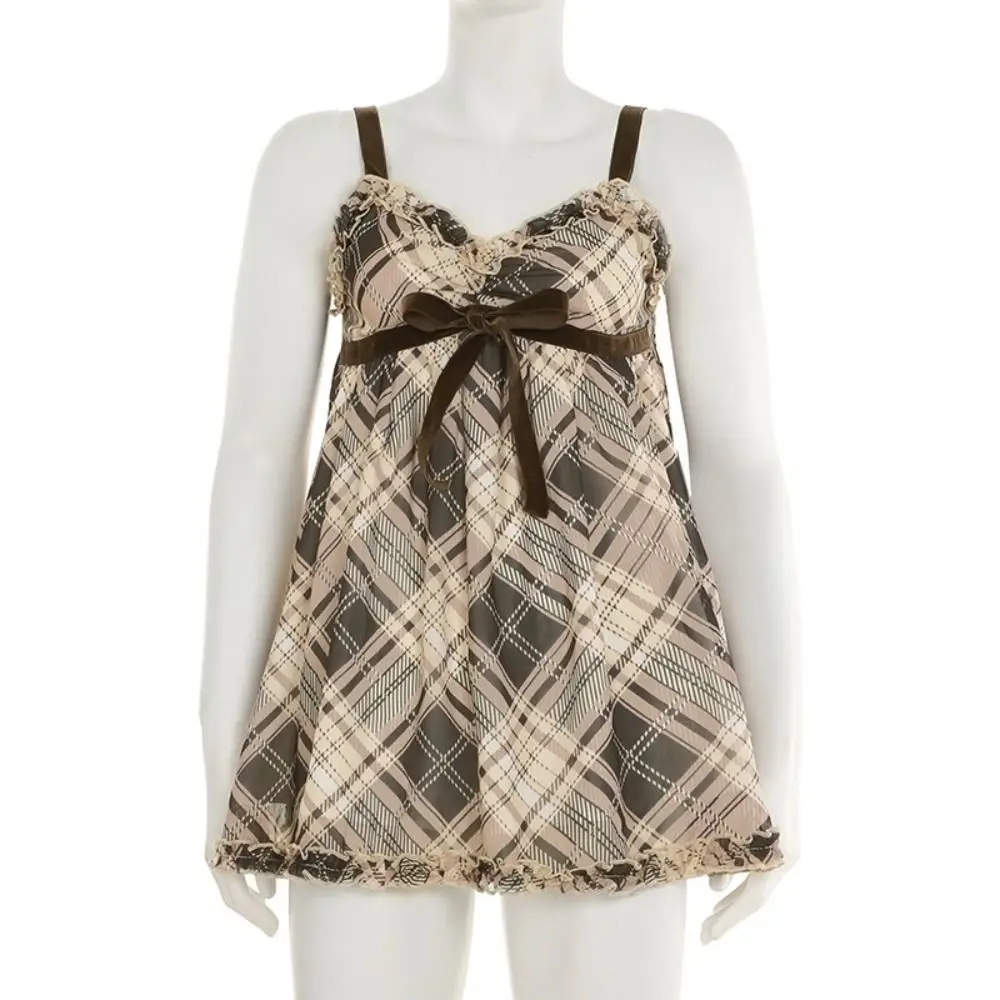 New All-Match Tank Top Loose Polyester Fiber Dresses Crop Patchwork Camisole