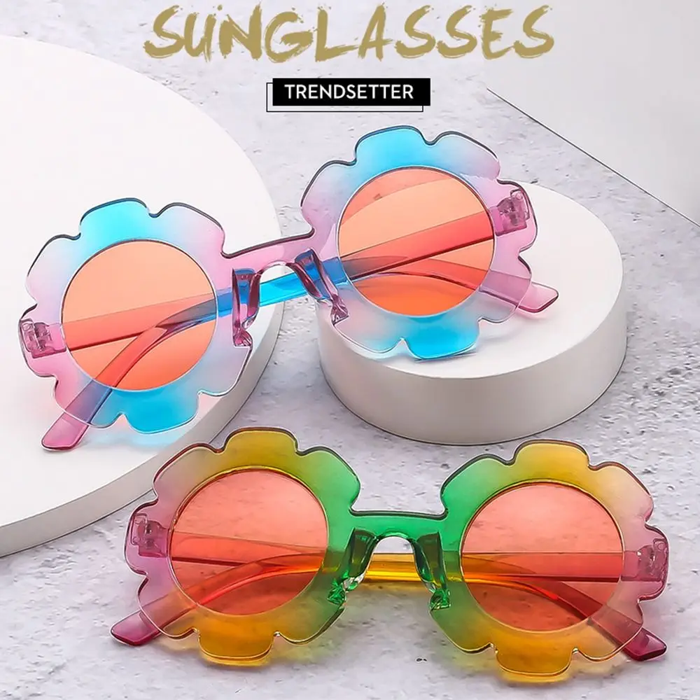 Colorful Kids Sunflower Sunglasses Cute Round Frame Shades Sun Protection Eyewear for Disco Festival Party