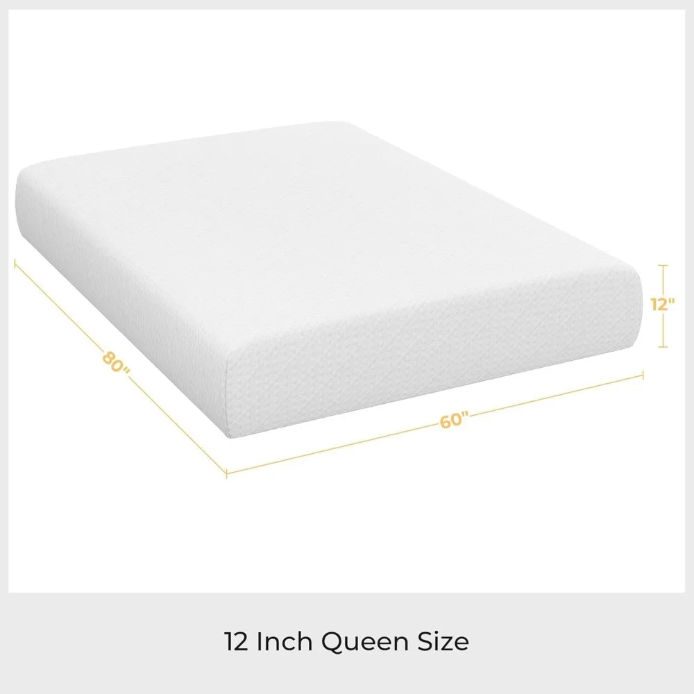 12 Inch Queen Mattress Cooling Gel Memory Foam Mattress, Green Tea Mattress for Fresher Sleep, Medium Firm