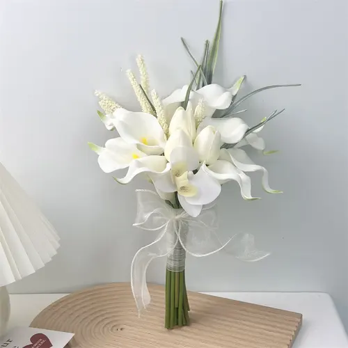 Imagen 1 del producto Ramo de novia floral de lirios de calla artificiales, flores de tulipán artificiales, ramo de dama de honor con decoración de festivales de ceremonia de boda