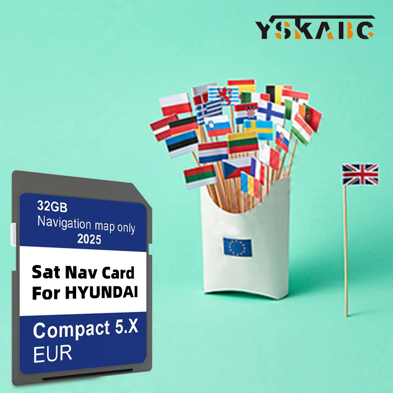 

32GB Sat Nav GEN5 Navigation Maps EU UK Update 2025 SD Memory Card for Hyundai Compact 5.X i10/i20/i30/i40/Kona/Santa/Tucson