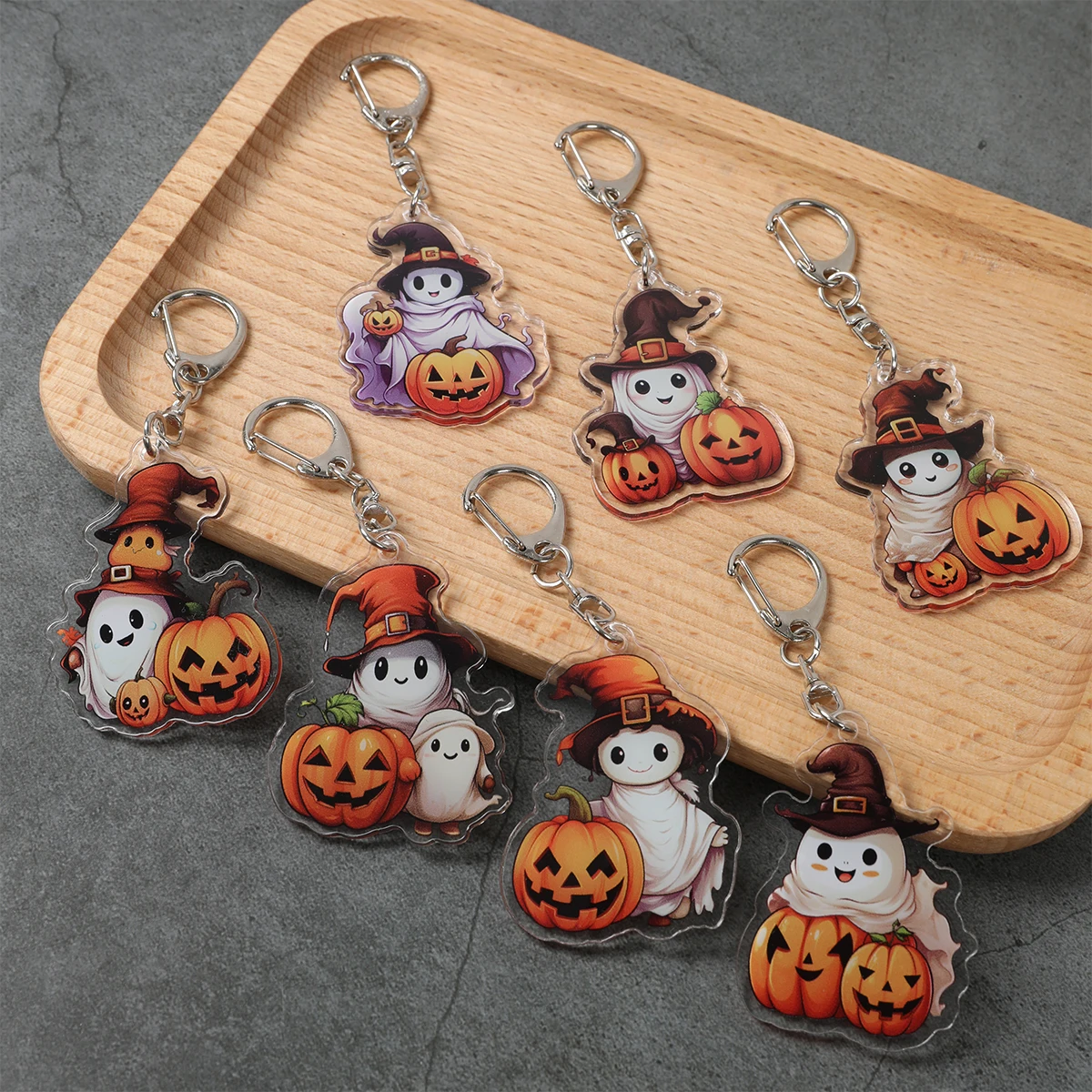 

Halloween Keychain Bat Pumpkin Happy Halloween Key Rings Birthday Party Decor Kids Pendants Favors Gifts Party Supplies