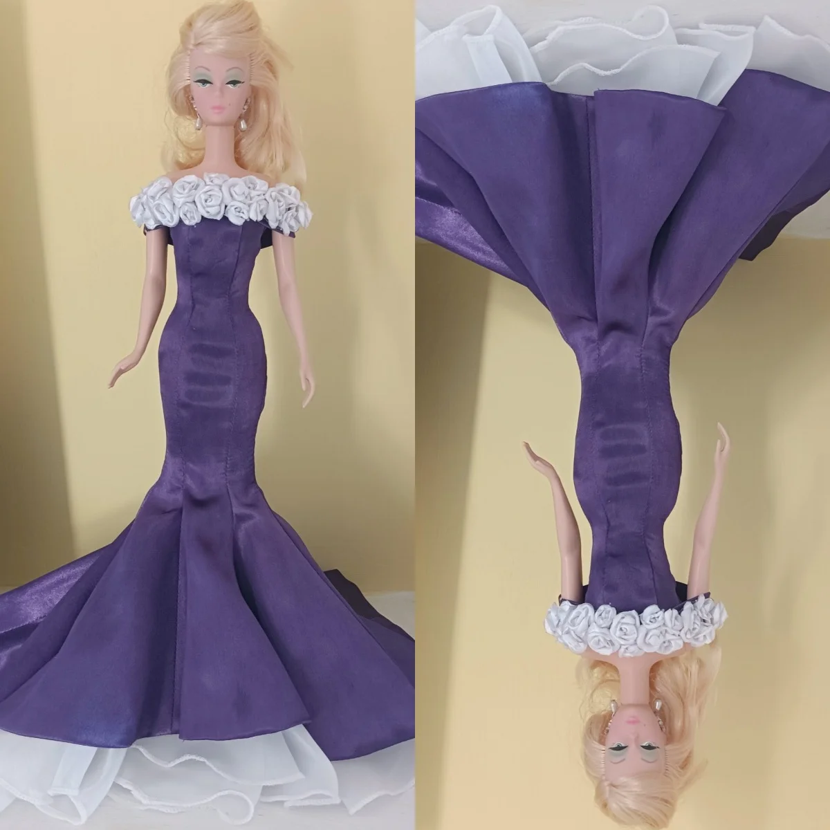 【Clothing Only】Handmade 1/6 Flower off Shoulder Fishtail Dress Fit fr/ MIZI/ st/ Mengfan/ pp /Supermodel Action Figure Body