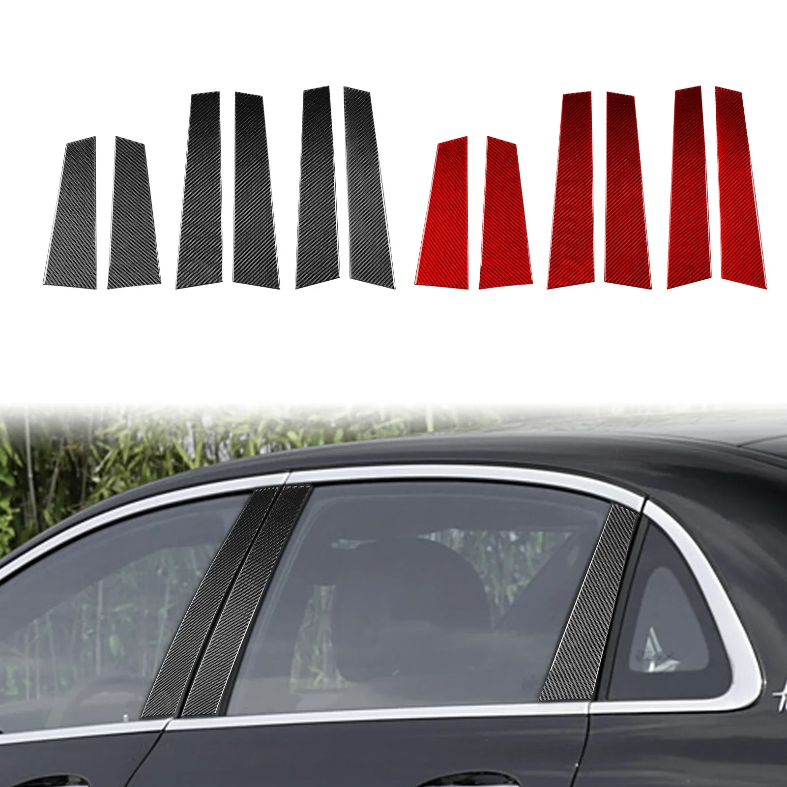 For Mercedes Benz E Class W213 2016-2022 Accessories Real Soft Carbon Fiber B Pillar Panel Cover Trim Sticker