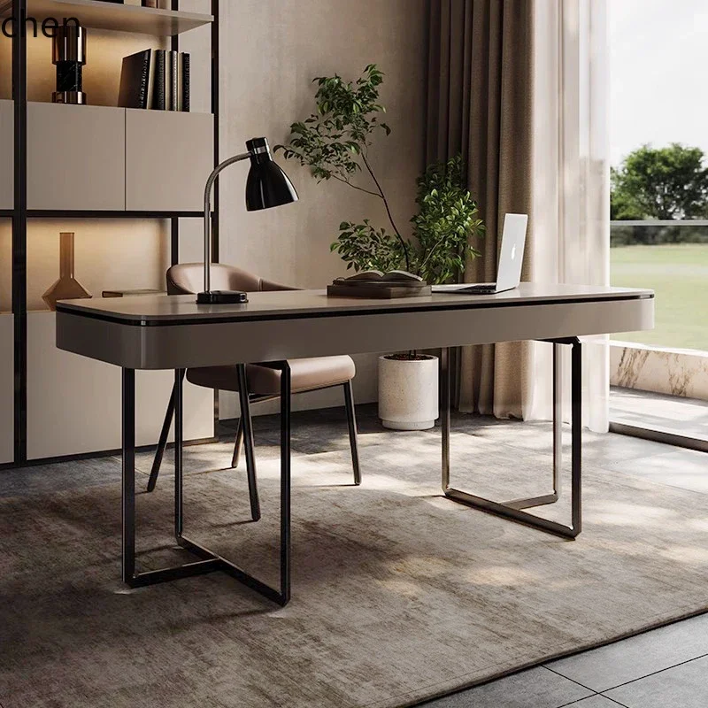 HSN desk office home computer desk post-modern light luxury writing desk simple rock slab table