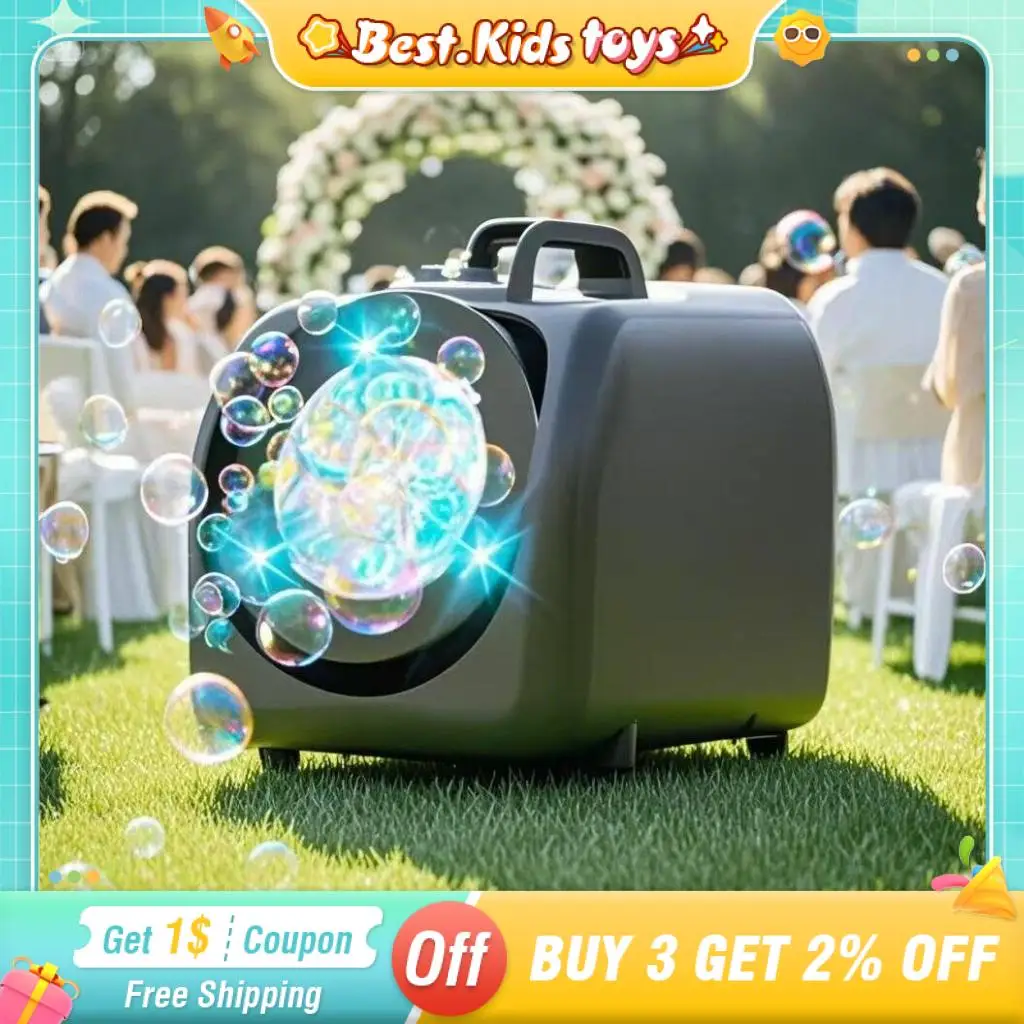 

Electric Handheld Stage Bubbles Blowing LED Lights Portable Kids Automatic Maker Bubbles Toys Outdoor Wedding Party Prop Game