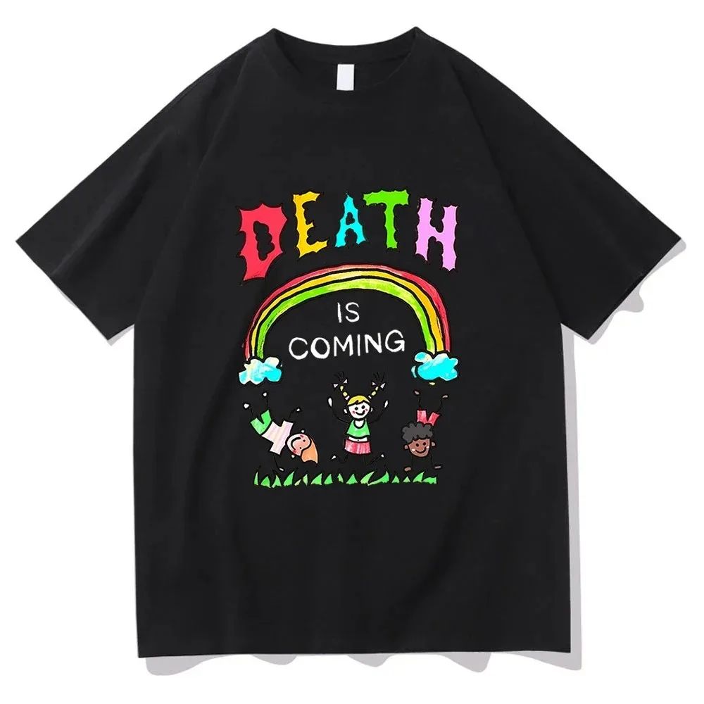 Death Is Coming T-shirt Funny Men's and Women's Clothing Harajuku Retro Unisex 100% Cotton Graphic T-shirt Classic Top