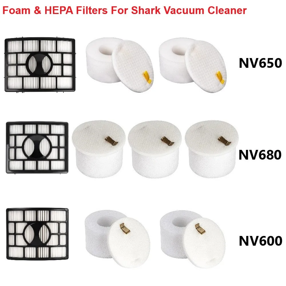Foam & HEPA Filters For Shark NV650 NV750, NV680 NV800, NV600 NV770 Rotator DuoClean Powered Lift-Away Speed Vacuum Cleaner