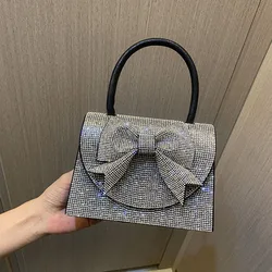 Women Luxury Bowknot Handbags Diamonds Metal Small Day Clutch Party Evening Crossbody Bags Vacation Female Purse Bags Phone Bags