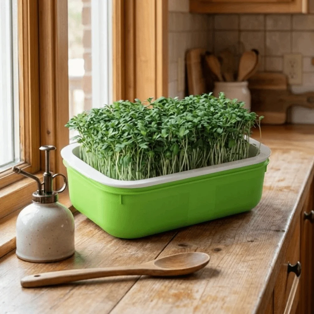 2Pcs Double Layer Germination Tray Plastic High Ventilation Soil-Free Nursery Pots Cultivation Pot Grid Design Sprout Tray