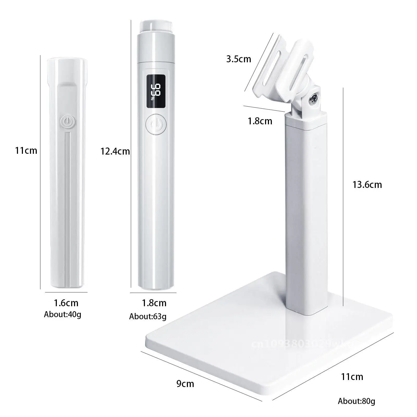 Portable Handheld Nail Art Light Stand 360-Degree Rotating Bracket Silicone Rechargeable Wear Nail Roast Lamp for Beauty Salon