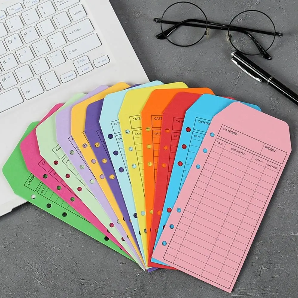 12PCS/Set Loose-Leaf Paper Budget Envelope Envelopes Pockets Color Cash Envelope Multifunctional Tracking Budget Planner