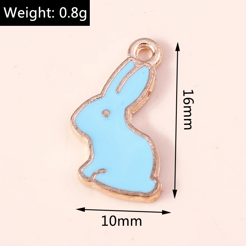 10 Stück 10x16mm Cartoon Emaille Tier Hasen Charms Anhänger für Schmuckherstellung Ohrringe Halsketten Armbänder DIY Bastelzubehör – Detail 1