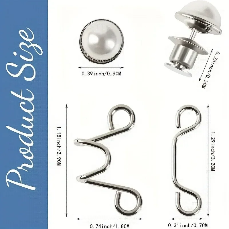 Adjustable Waist Buckle Extender No Sewing Pant Clips Waist Tightener Button for Jeans Skirts Sleeves Fit Button Pins Tool