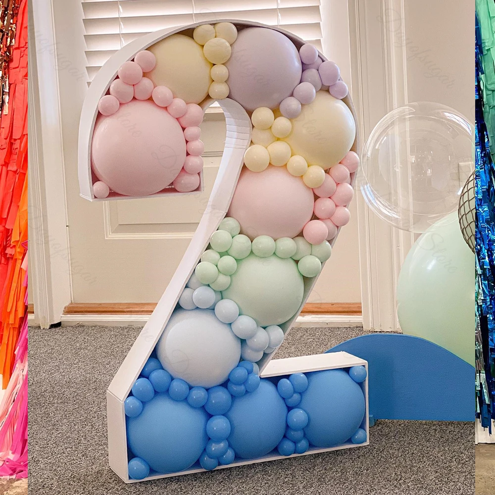 Large Number Balloon Frame 0 1 2 3 4 5 6 7 8 9 Number Digit Balloons Filling Box for Birthday Anniversary Party Backdrop Decor